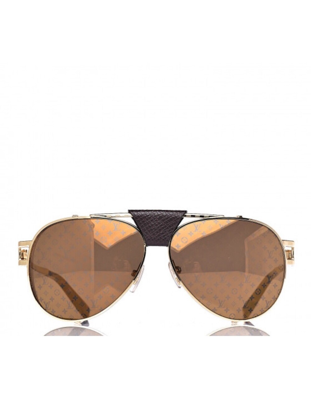 LOUIS VUITTON Z0981W Logo Monogram Lens Leather Gold Rare !